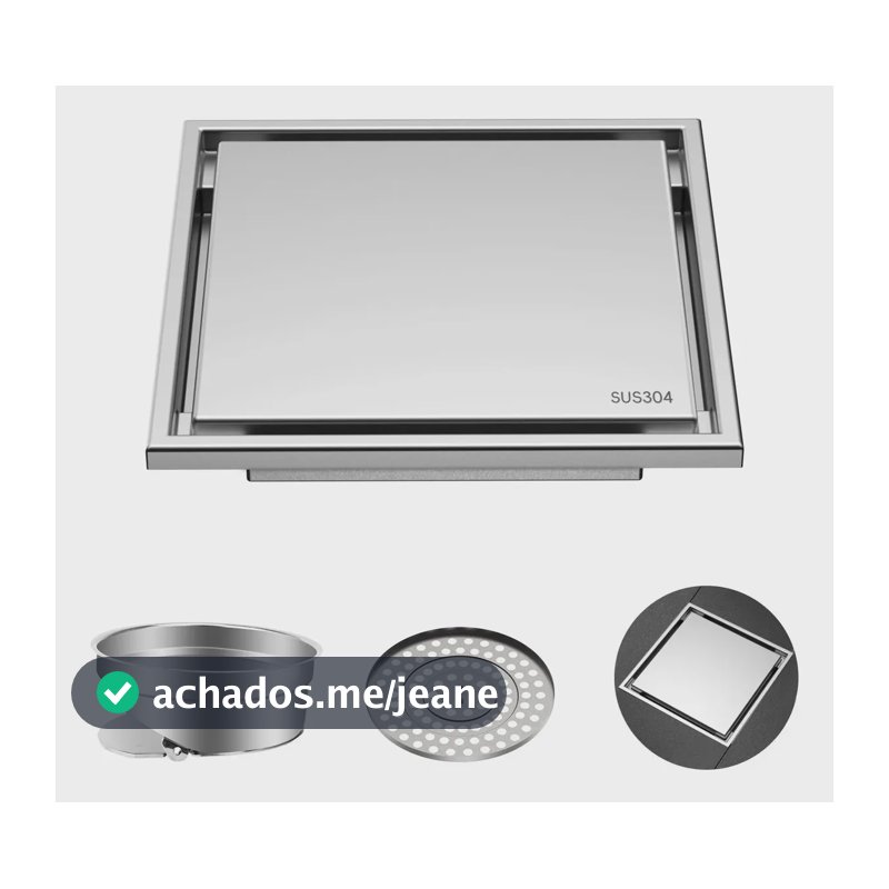 Ralo Inox Square Tampa Invisível Oculta 15x15 Nao É Pvc