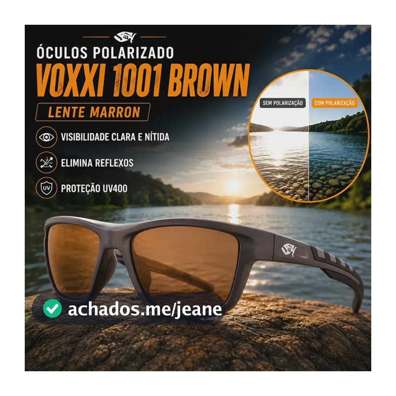 Óculos Polarizado Pesca Uv400 Voxxi Saint Lente Marrom Marrom