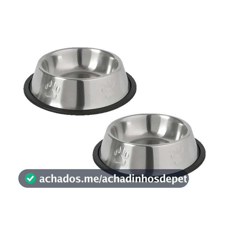 Kit 2 Tigela Inox G Bebedouro Comedouro Cachorro Grande Inox Grande Potinho 800ml