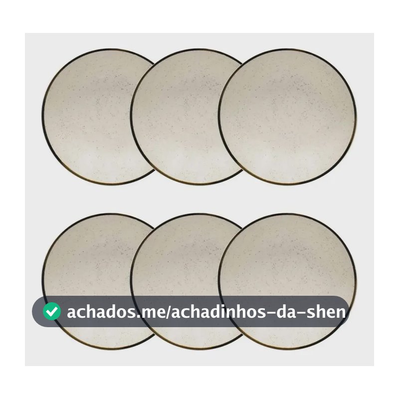 Jogo 6 Pratos Fundos Rustico Brisa 20,5cm Oxford Porcelanas
