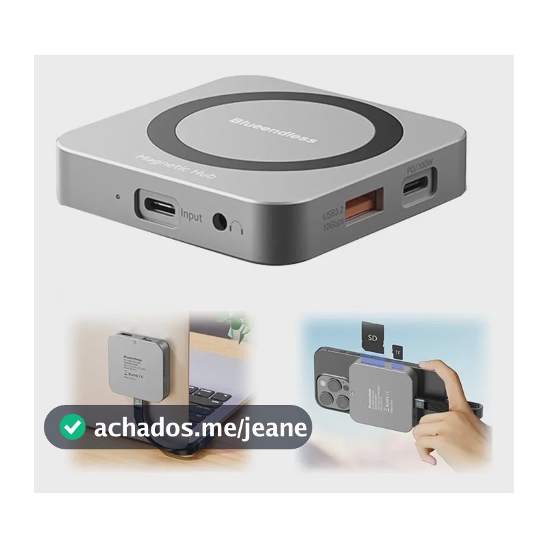 9 Em 1 Usb Hub Magnético Displaylink, Hdmi, 4k , M.2 Nvme Prata