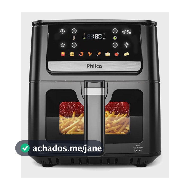 Air Fryer Philco 6,5L Visor Glass e Redstone 1700W PAF65A