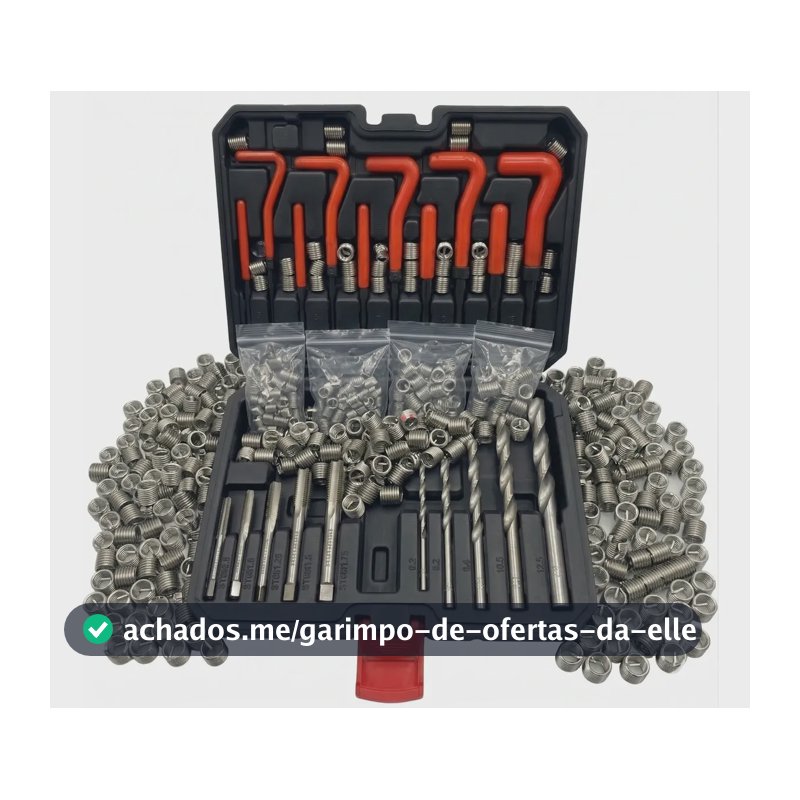Kit 241un Jogo Abridor De Reparo Rosca Postiça Aço M5 - M12 Vermelho