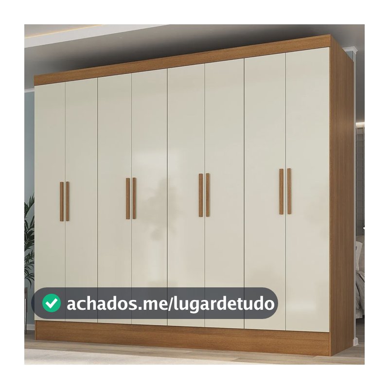 Guarda Roupa Casal 8 Portas 4 Gavetas Jatobá Yescasa Cinamomo/off White