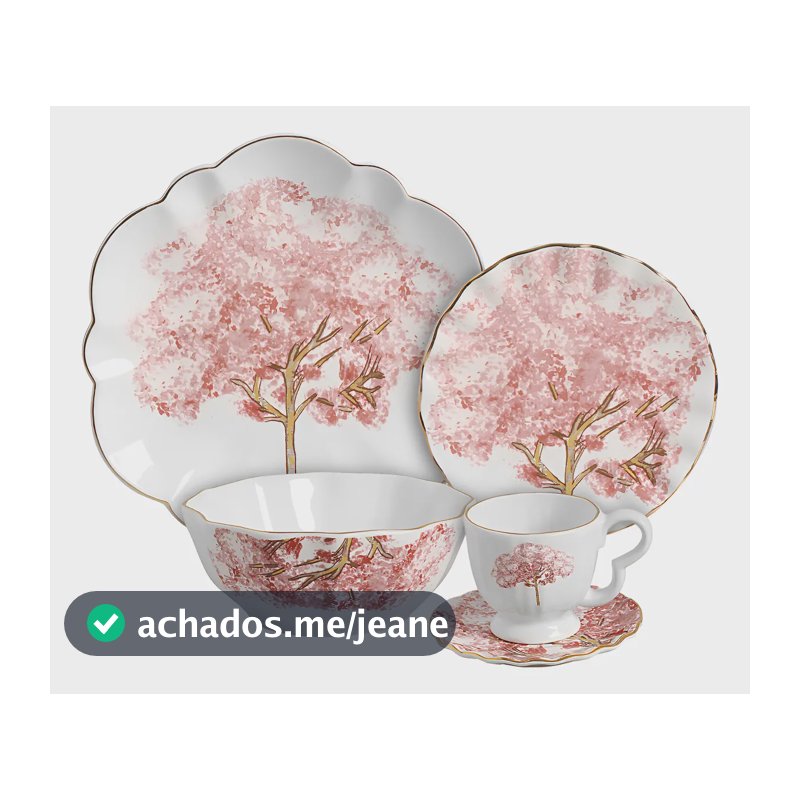 Aparelho Jantar 20 peças Ype Rosa filete ouro Scalla Ceramica