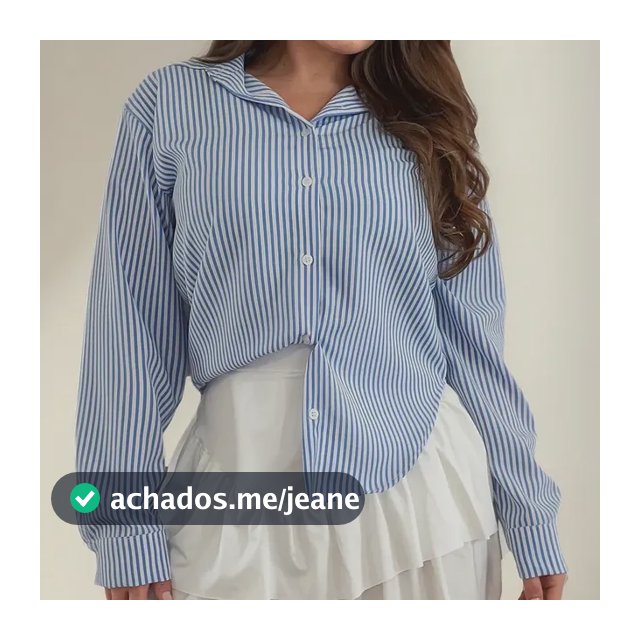 Camisa Social Listrada Botão Gola Manga Longa Tendência