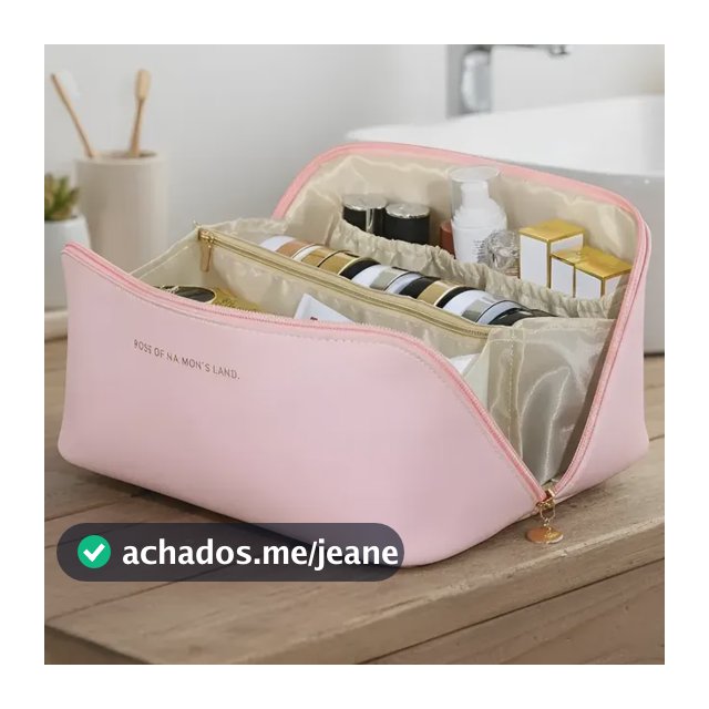Bolsa Necessaire Porta Maquiagem Higiene Organizador Viagem Trabalho Faculdade Academia Unissex Feminino Moda Blogueira Marca Lemon Shark Cor Rosa