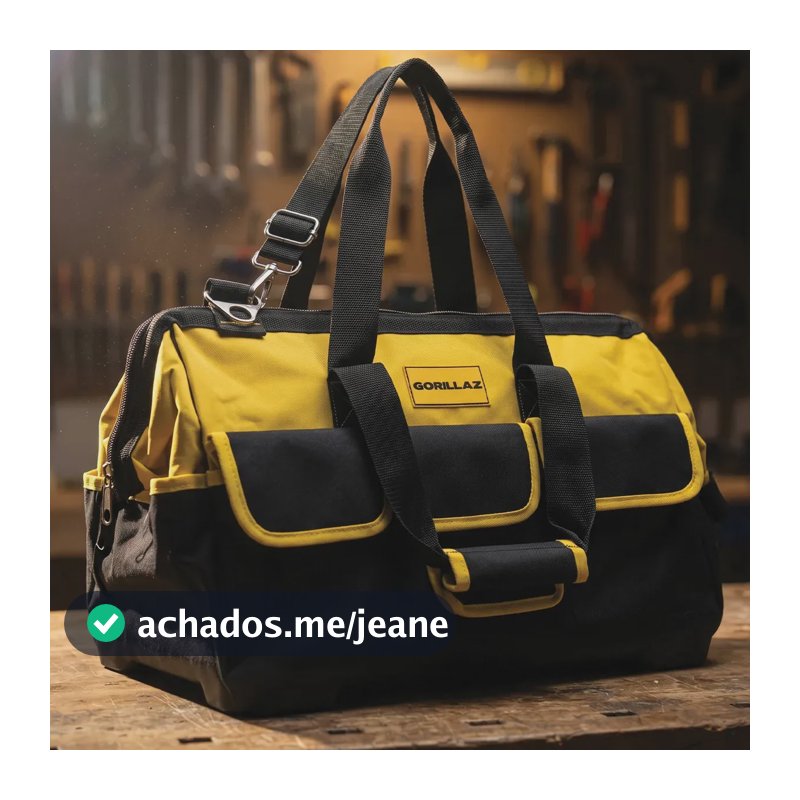 Bolsa Maleta Ferramentas Grande Reforçada 16 Bolsos Lona Preto