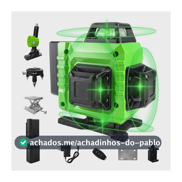 Nível Laser Verde 16 Linhas War Shark 360° Autonivelante + 2 Baterias