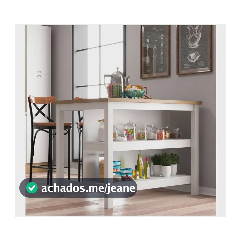 Ilha Cozinha Ditália 2 Prateleiras Branco Cd-1019 Branco