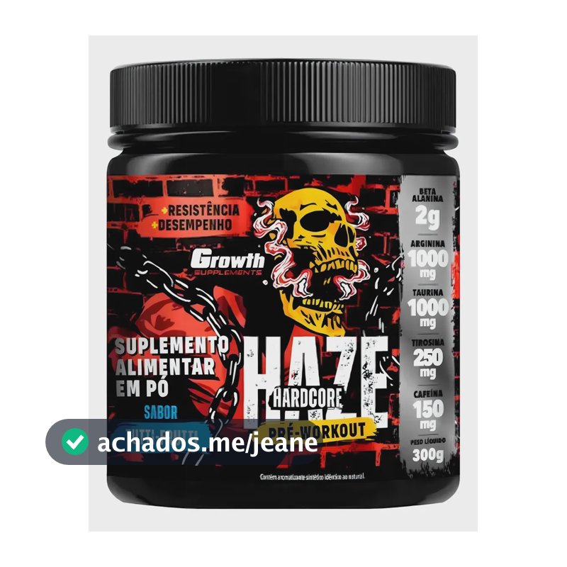 Pré Treino Growth Haze Muito Bom 300 G Com Beta Alanina 2g Sabor Tutti Frutti