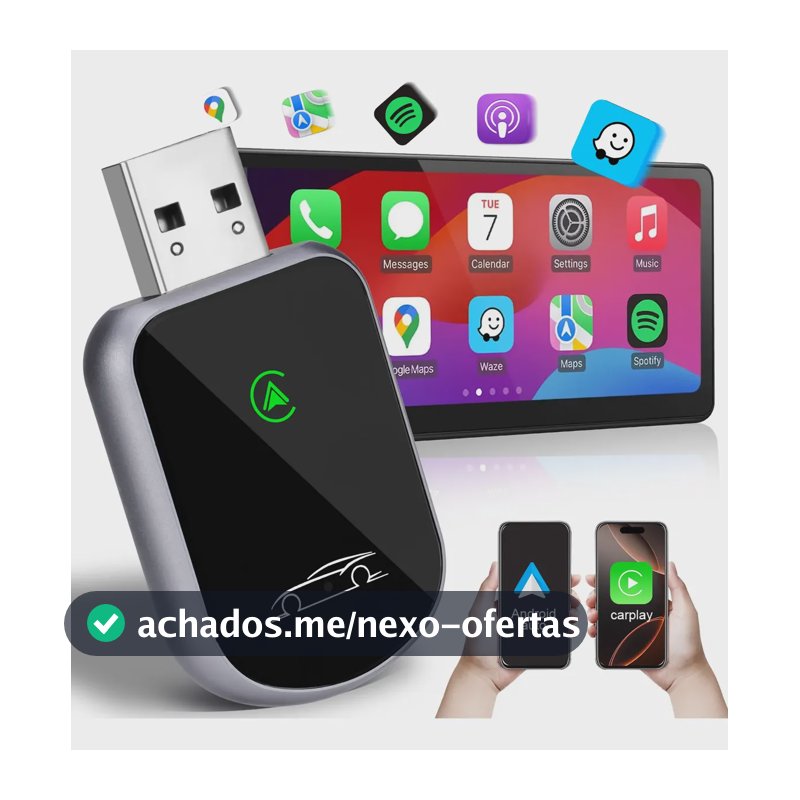 Adaptador Usb Carplay E Android Auto Sem Fio 2em1 Sem Delay
