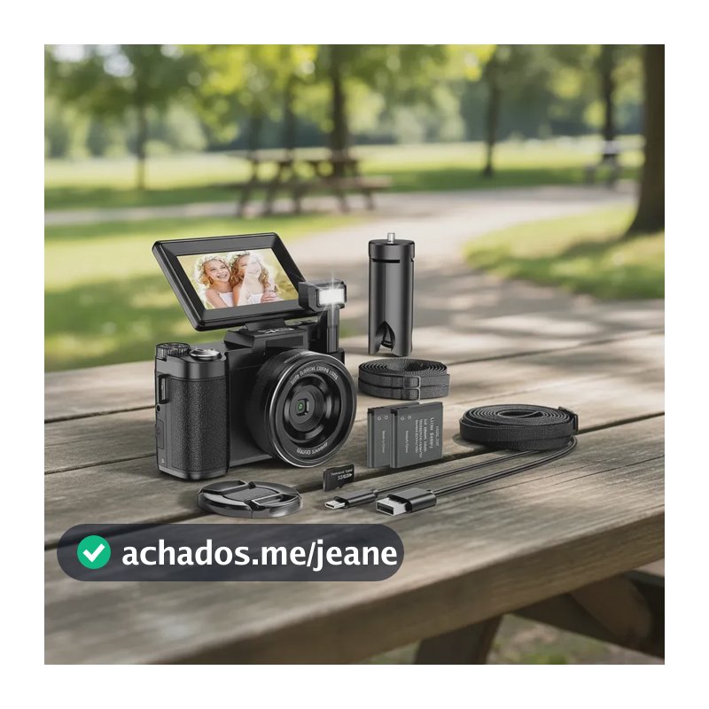 Camera Fotografica Digital 5k 64mp 16x Com Cartão Sd De 32gb Preto
