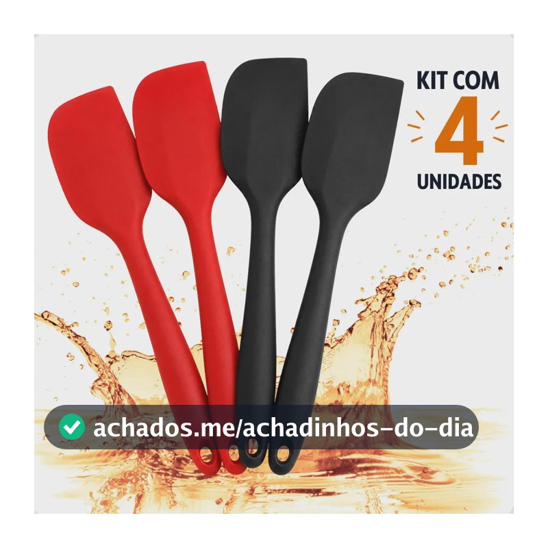 Kit 4 Espátula Silicone Cozinha Reforçada Pão Duro Premium 27cm profissional altas temperaturas cozinha mexer brigadeiro Boa Dica