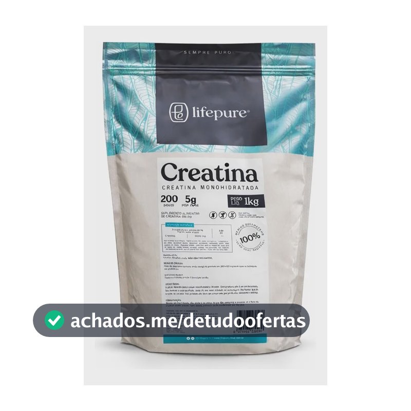 Creatina Monohidratada Em Pó Lifepure 1kg Sem Sabor Sem Sabor