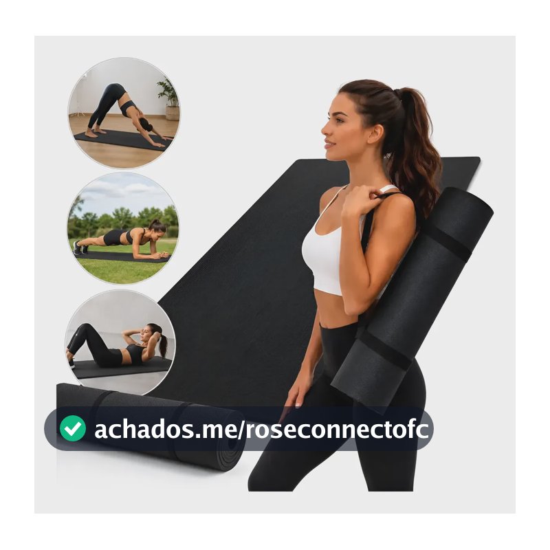 Tapete Tatame Yoga Pilates Eva Antiderrapante 10mm 100x50cm Preto
