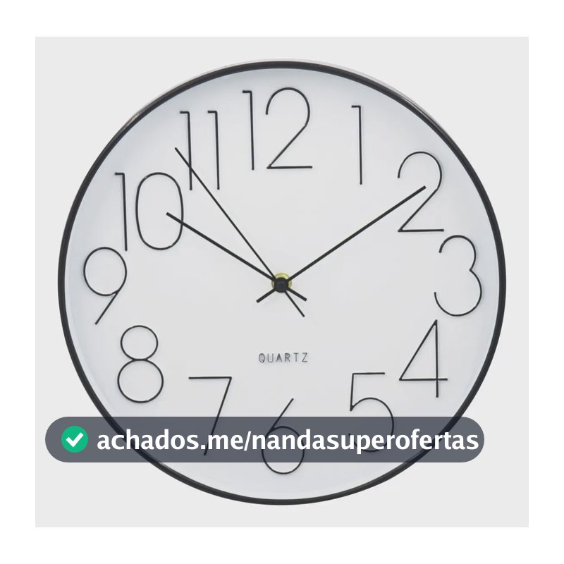 Relógio De Parede 30cm Para Cozinha, Sala - Preto E Branco