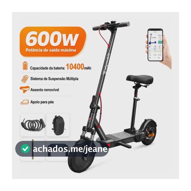 Patinete Elétrico Dobrável Com Assento 600w, Suspensão Múltipla, Autonomia De 32km, Velocidade Máxima 32 Km/h, Motor E Estrutura Atualizados, Resistente, Presente Dia Das Crianças Skymobile U6 Max