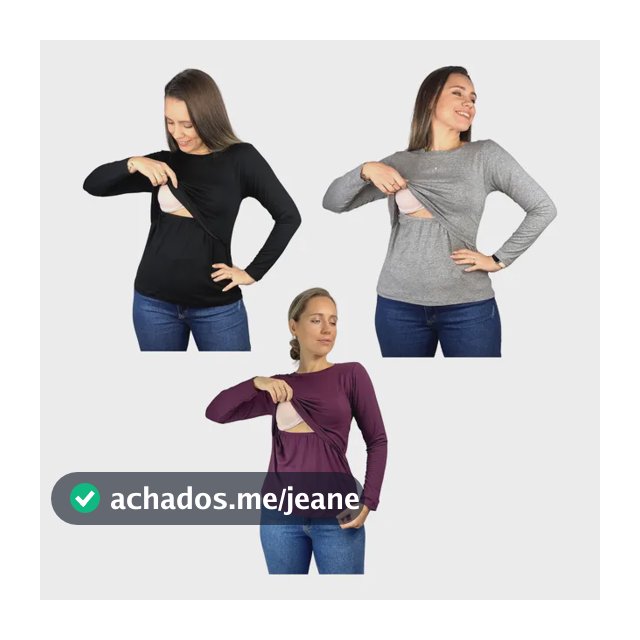 Kit 3 Blusa Amamentação Cores Premium Gestante Manga Longa