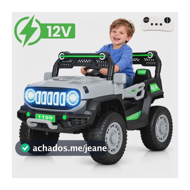 Carrinho Elétrico Infantil 12V Mini Carro Brinquedo Passeio Cinza