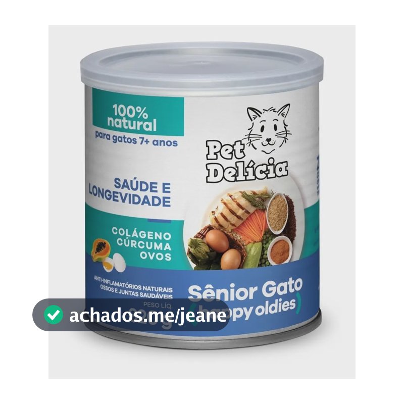 Ração Úmida Gatos Sênior 320g Pet Delícia Nutritiva e Natural