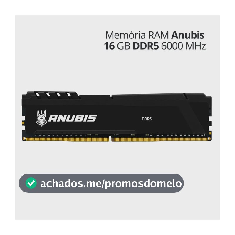 Memória RAM Desktop 16GB DDR5 6000MHz para PC, Módulo Interno com Dissipador de Calor - Linha Anubis UP Gamer