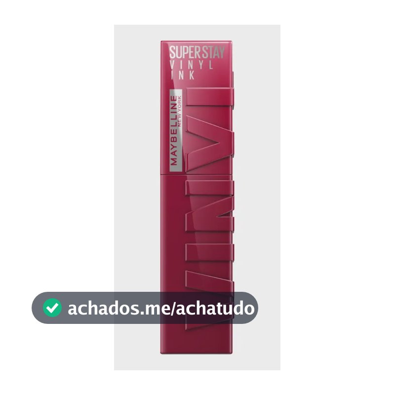 Maybelline NY SuperStay Vinyl Ink Batom Líquido, Longa Duração, Acabamento Vinil Espelhado e Efeito Gloss, Brilho Instantâneo, Conforto para os Lábios, Fórmula Vegana, Cor Unrivaled 4,2ml
