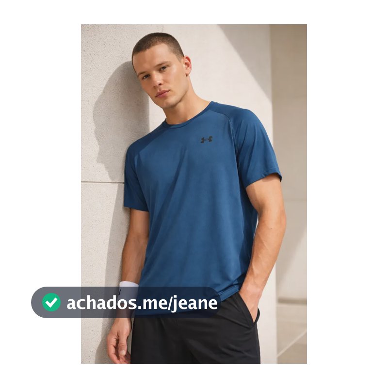 Camiseta Masculina Manga Curta Treino Under Armour Tech 2.0 Azul Gg