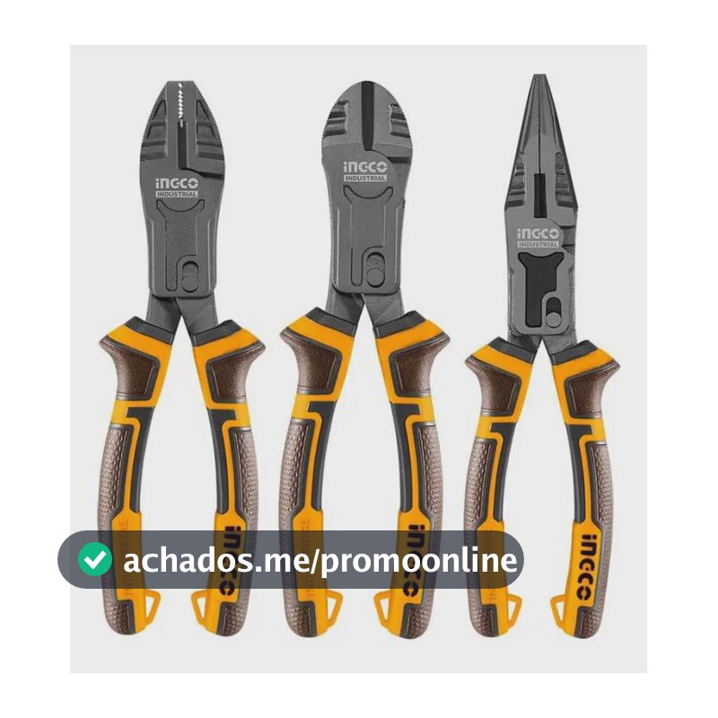 Conjunto de alicates de ação composta Ingco Hkcps5831, 3 peças, amarelo