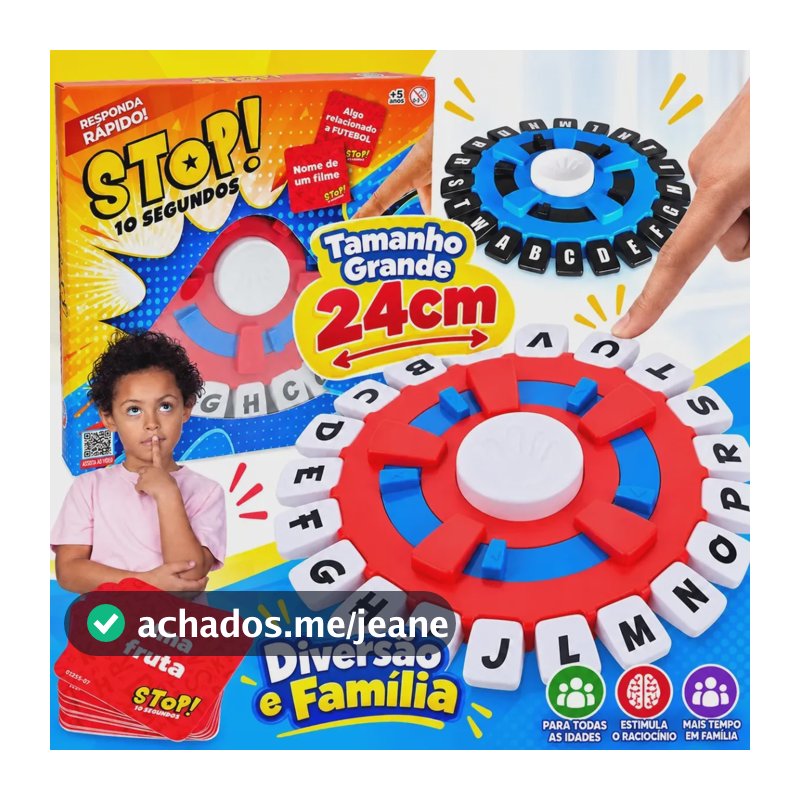 Jogo Stop Caça Palavras Responda Rápido 10 segundos Português Atacarejo Kids Jogos Tabuleiro de Familia Final de Ano Natal