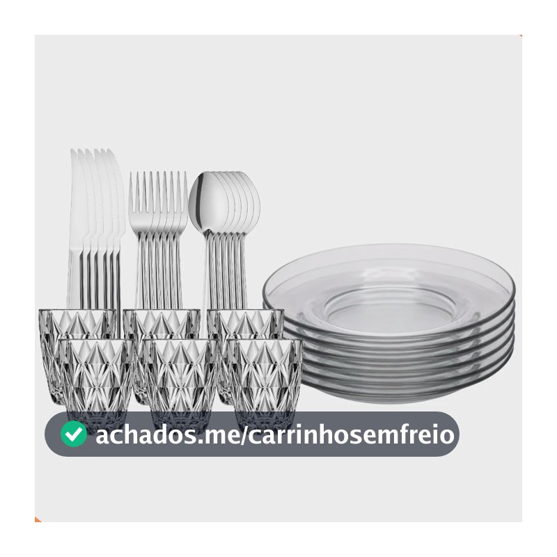 Aparelho De Jantar 30 Peças Copos Diamond Pratos E Talheres Transparente Diamond