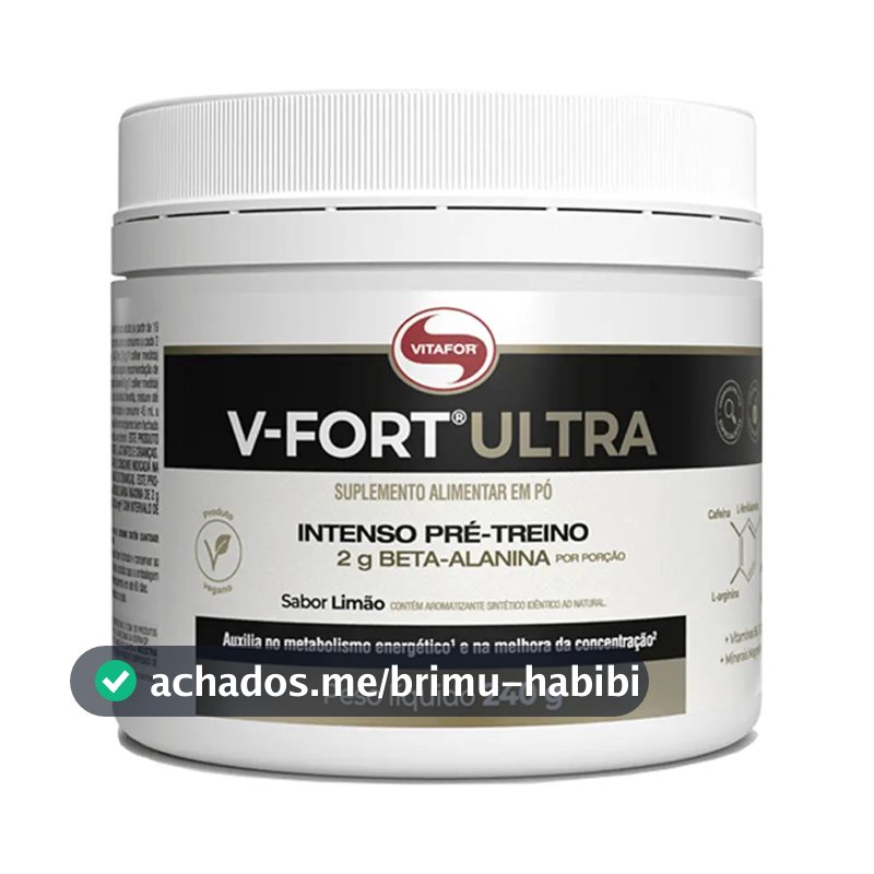 Pré-treino V-fort Ultra Vitafor 240g 2g Beta-alanina Limão