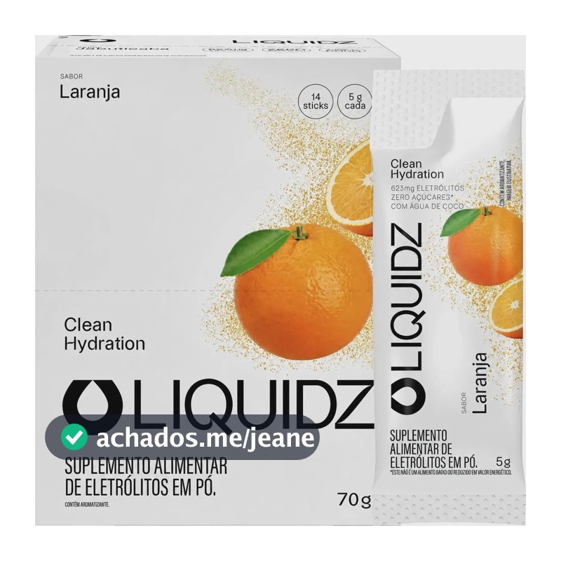 Liquidz® Eletrólitos Zero Açúcar - Sabor Laranja - 14 Sachês