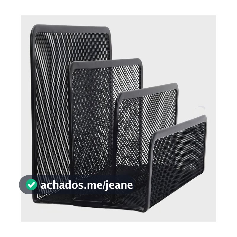 Javick Organizador Mesa Escritório Porta Papeis Aramado 3 Divisões Preto