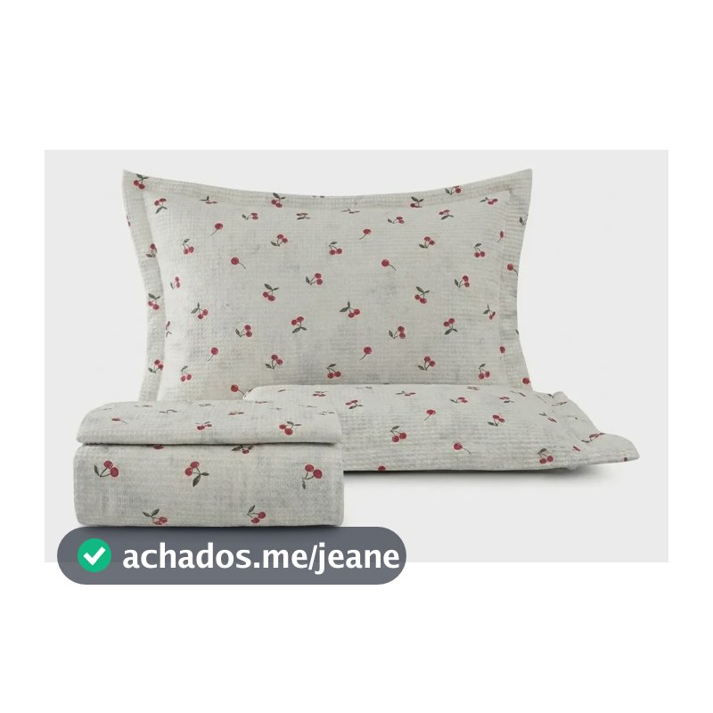 Kit Colcha Queen 3 Peças Piquet Algodão Estampado Premium Cereja
