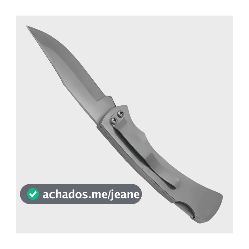 Canivete Tático Inox Metal Show com Presilha e Trava 18cm Camping Pesca Lazer