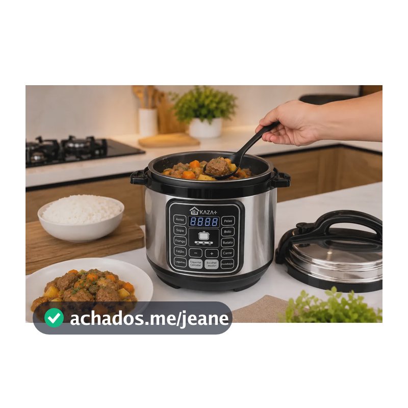 Panela de Pressão Elétrica Kaza+ 5L 1000W Inox com Display Digital