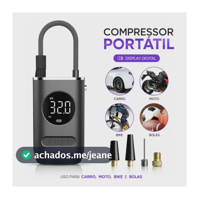 Calibrador De Ar Digital Para Pneu Portátil Compressor Usb Preto