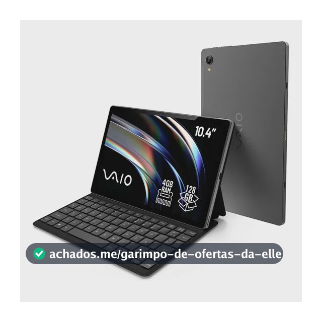 Tablet VAIO TL10 4GB RAM 128GB Octa-Core, Tela 10.4” 2K, 4G WiFi Dual Band, Câmera 8MP + Selfie 5MP, 7000mAh, Android 16, com Teclado Magnético de Conexão Inteligente – Preto