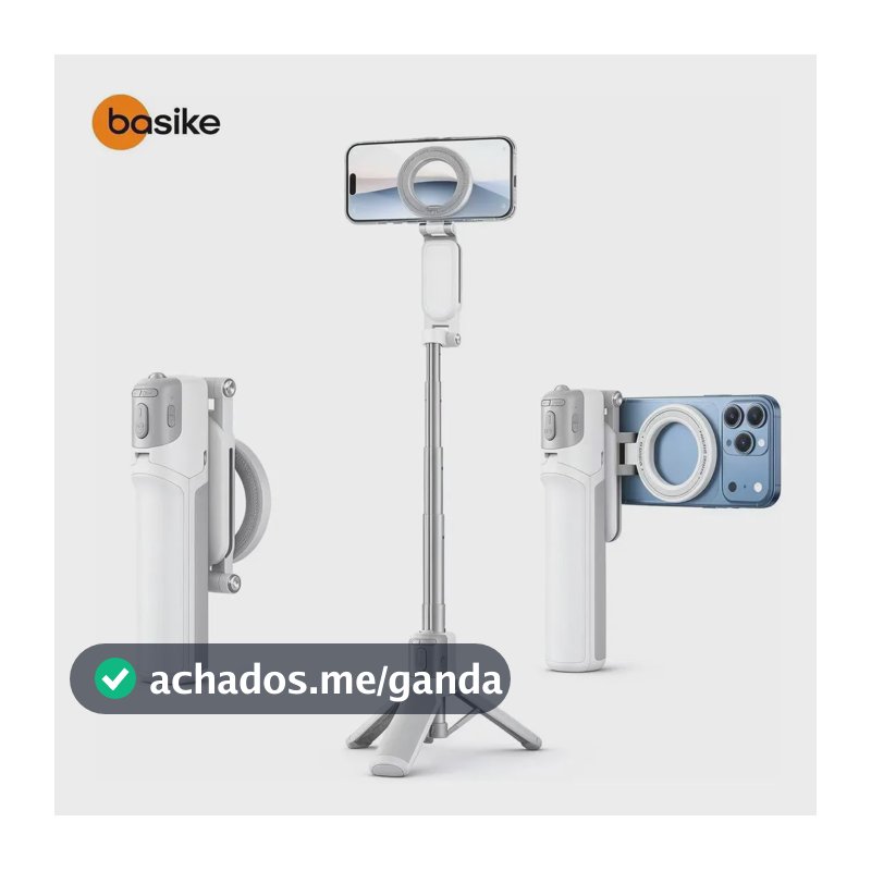 Tripé Magnético e Bastão Selfie Basike com Controle Bluetooth para Smartphone