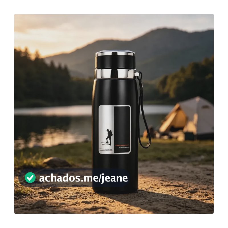 Garrafa Térmica Inox 1000ml Com Infusor E Alça Água E Café Preto