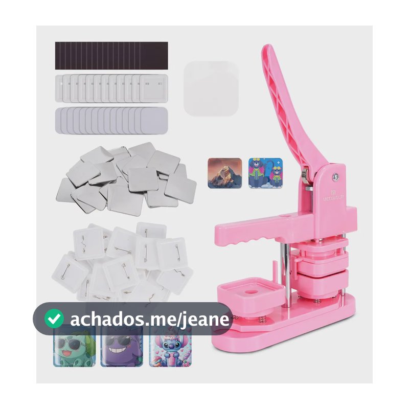 Máquinas Advertising Photobots 5x5cm Quadrado Pins E Bottons Rosa Máquina +50 Imãs De Geladeira+50 Emblemas Mecolour