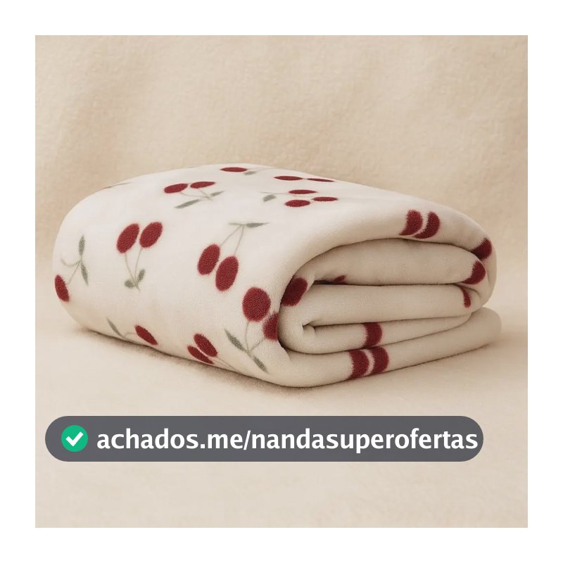 Manta Cobertor Casal Padrão Cama Decorativa Cerejas Cerejas 350 G Branco
