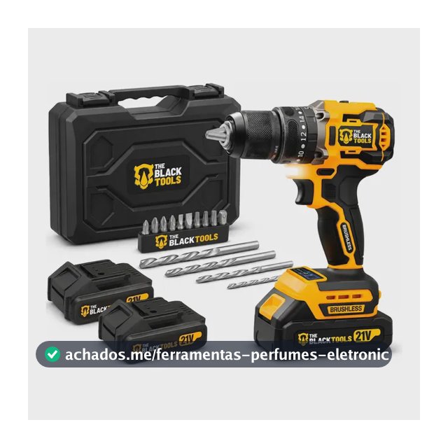 Parafusadeira Furadeira De Impacto Profissional Sem Fio 2 Baterias 21v Com Maleta Tb-21yx The Black Tools