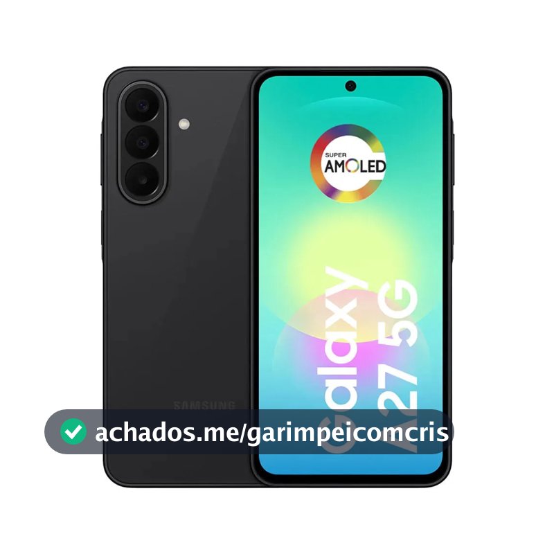 Smartphone Samsung Galaxy A27 5G 128GB 6GB, Super Amoled 6.7'', Câmera Tripla 50MP Selfie 12MP, 5000 mAh, Ip67, NFC, Dual Sim, Recursos IA - Preto