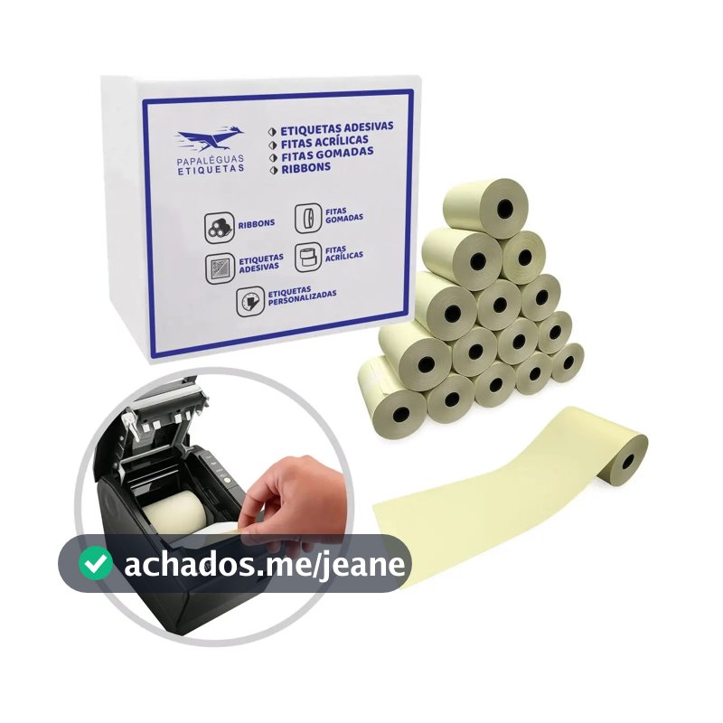 Caixa 30 Un Bobina Cupom Pdv 80mm X 30metros Termico Amarelo Branco Caixa 30 Unidades Fiscal E Senha Papaleguas Etiquetas