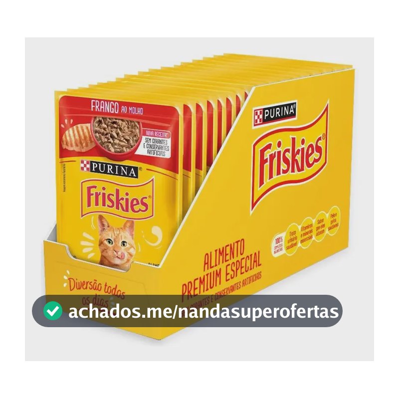 Ração Úmida PURINA FRISKIES para Gatos Adultos Frango ao molho 85g - com 15 unidades