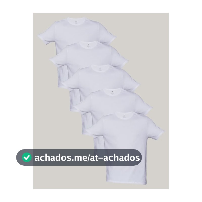 Kit 5 Camisetas Básicas Masculinas Algodão Branca Hering  Branco M Liso