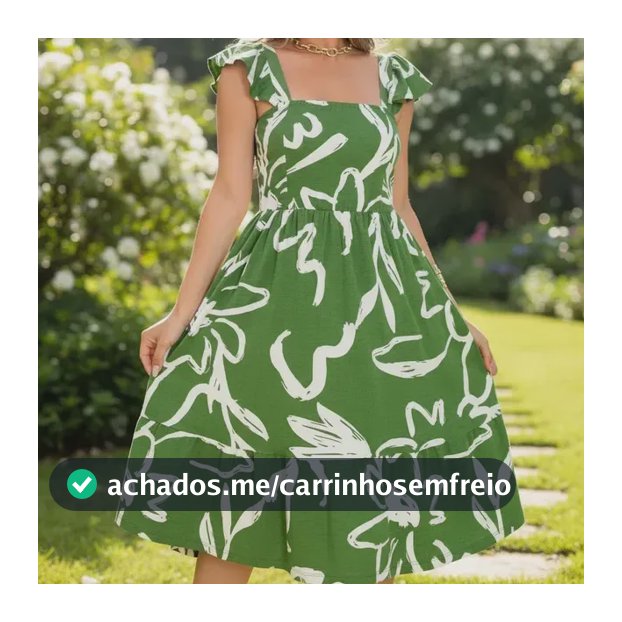 Vestido Feminino Midi Decote Quadrado Moda Evangélica