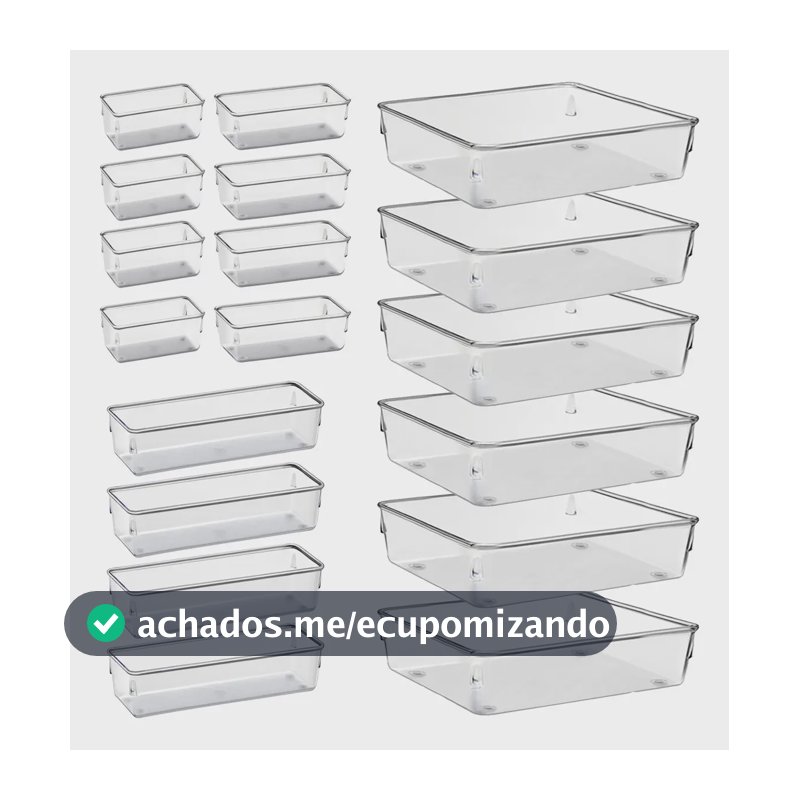 Kit 18 Organizador Multiuso Modular Gavetas Rebirth Acrílico Cristal